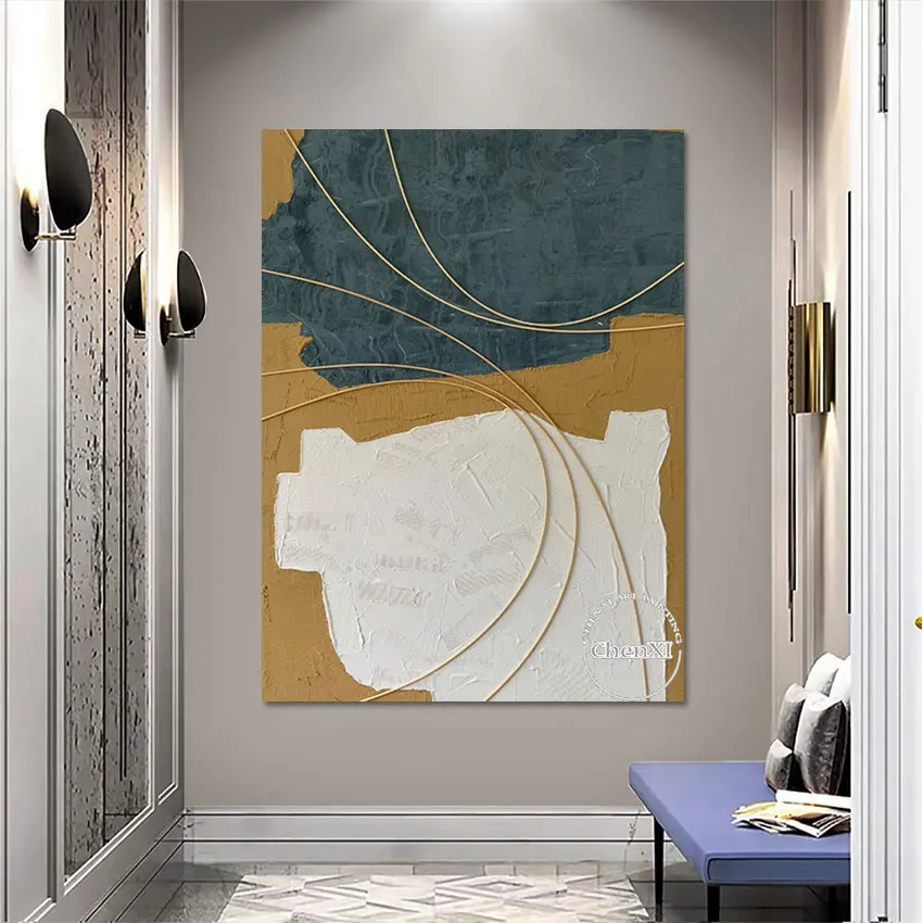 

Unframed Line Graph Abstract Paintings Art, Handpainted Oil Painting on Canvas, Large Modern Western Restaurant Decoration