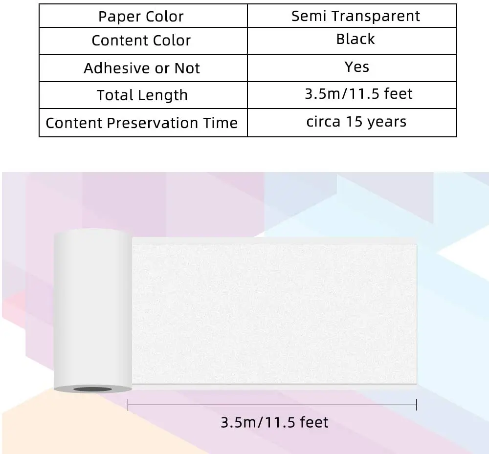 Phomemo Semi Transparent Printer Paper Adhesive Sticker Printer Rolls for Phomemo M02 M02S M02 Pro, 3-in-1 Set
