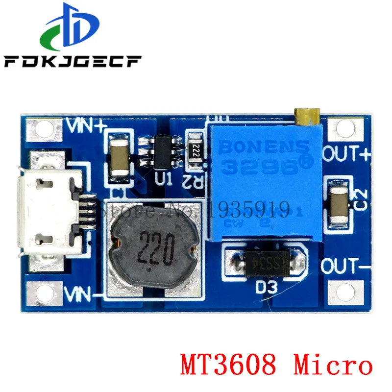 Micro USB 5V 1A 18650 TP4056 Lithium Battery Charger Module Charging Board With Protection + MT3608 2A DC-DC Step Up Converter