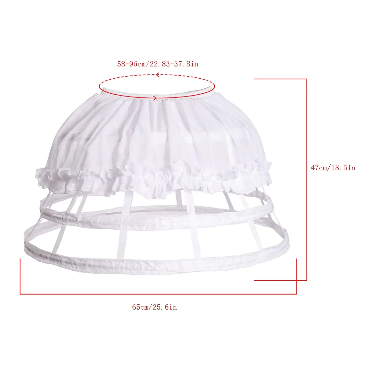 Women's 4 Hoops Costume Crinoline Lolita Girls Chiffon Petticoat Skirt Short Half Slip Cosplay Underskirt White