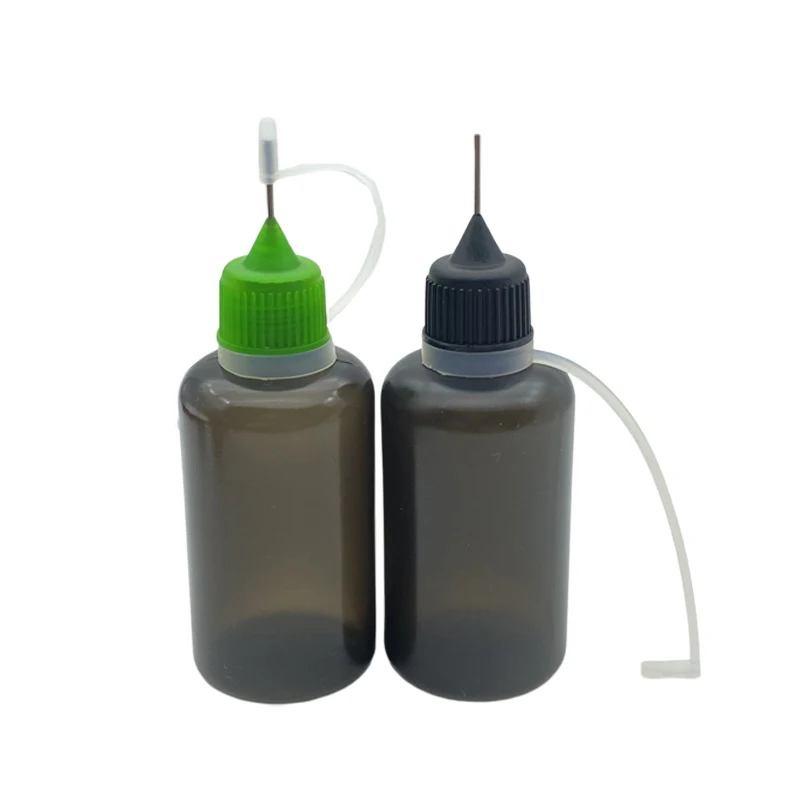 20pcs Empty 30ml Soft Vial Plastic Dropper Bottles With Metal Needle Cap E Liquid Black PE Bottle