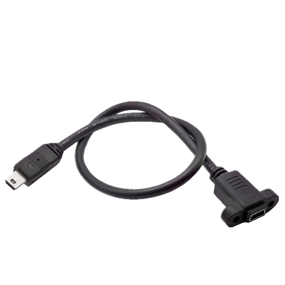 Mini USB 5 Pin แผงซ็อกเก็ตตัวเมีย Mount To Mini 5 P ชายสายลำโพงอะแดปเตอร์0.3M