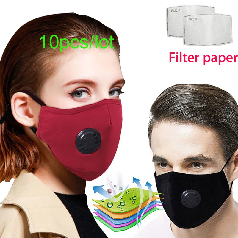 

PM2.5 Cotton Black Mouth Mask Anti Dust Mask Activated Carbon Filter Windproof Mouth-muffle Bacteria Proof Flu Valved Respirator