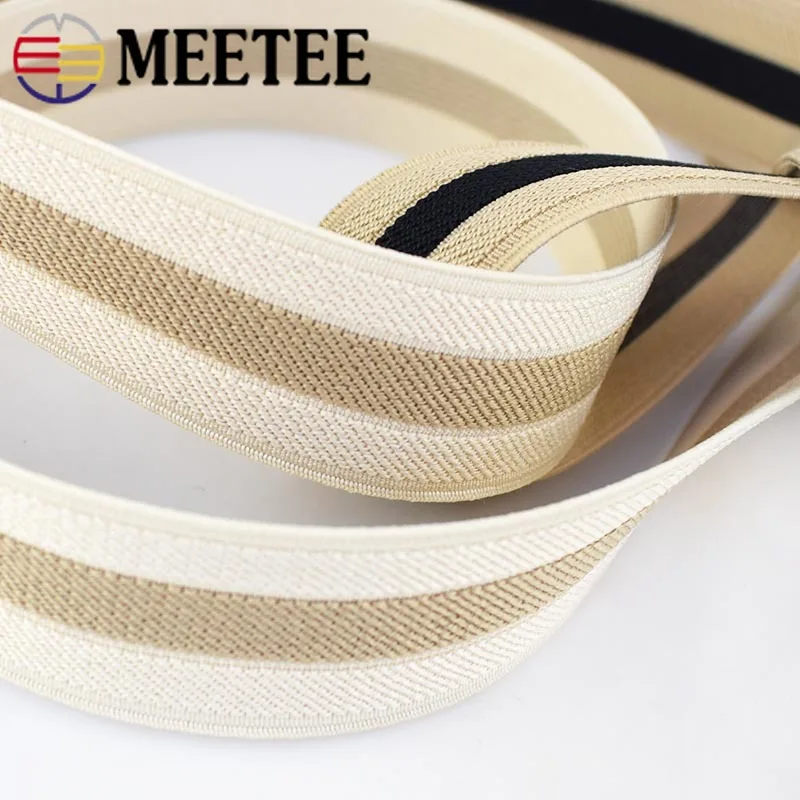 3/5Meters Meetee 35mm Black Stripes Elastic Band Webbing Trousers Soft Belt Underwear Stretch Bags Sewing Strap DIY Accessories