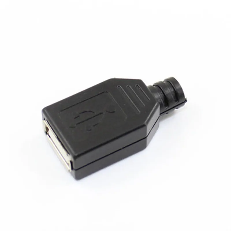 10sets USB 2.0 Type A Female & A Male 4 Pin Plug Socket Connector With Black Plastic Cover