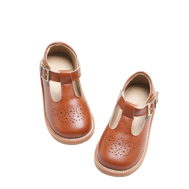 England Children Quality Leather Shoes Soft Bottom Spanish Joker Girl Non-slip Shoes Toddler Mary Janes Toddler Shoes Girl