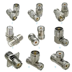 1Pcs UHF to UHF SO239 PL259 Right angle & Flange Straight RF adapter connector