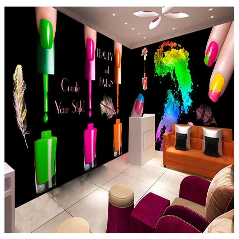 

wellyu the United States personalized 3D nail polish watercolor graffiti wallpaper beauty salon makeup nail shop background