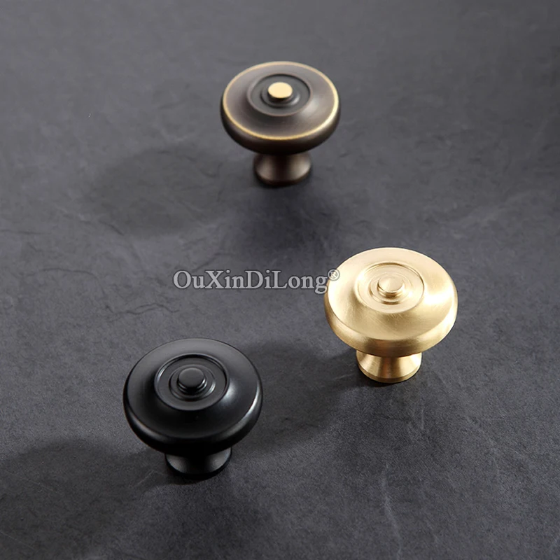 

New Arrival 2PCS Pure Brass Round Furniture Handles Drawer Pulls Cupboard Wardrobe Dresser Kitchen TV Wine Cabinet Pulls Knobs