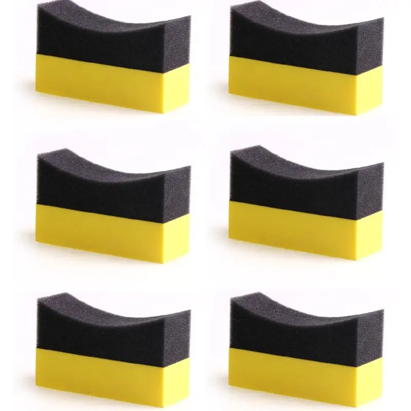 6 Pcs U-Shape Tire Waxing Polishing Sponge Pads Tyre Clean Brush for Auto Car Sponge Wax Applicator Pads