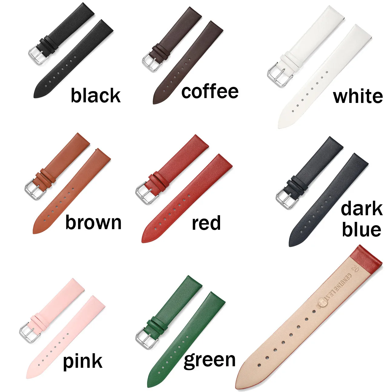 Ultra Soft Thin Watch Band Strap 8mm 10 12 13 14 15 16 17 18 19 20mm 21 22mm  Replacement Genuine Leather Watch Bracelet Belt