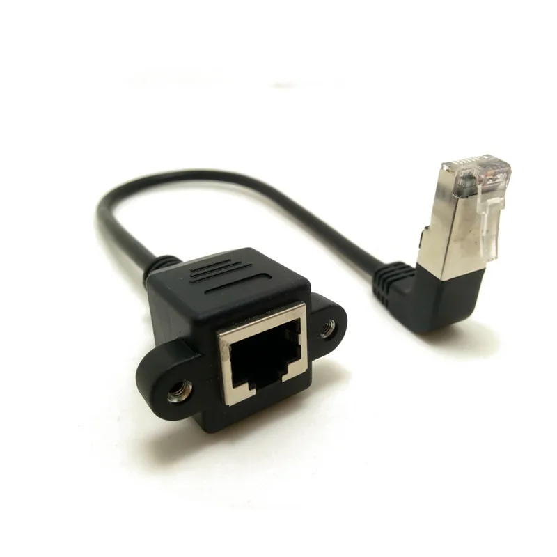 0.3M-1.0M Para Baixo Em Angulo de 90 Graus 8P8C FTP STP UTP Cat 5e Lan RJ45 Masculino para Feminino Cabo de Extensao de Rede E