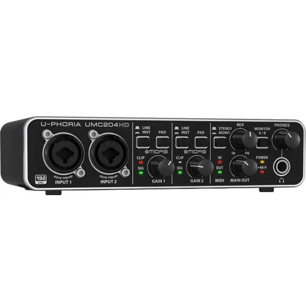 Top UMC204HD External Sound Card Recording Audio Interface Sound Card Live Broadcast USB Computer Fever