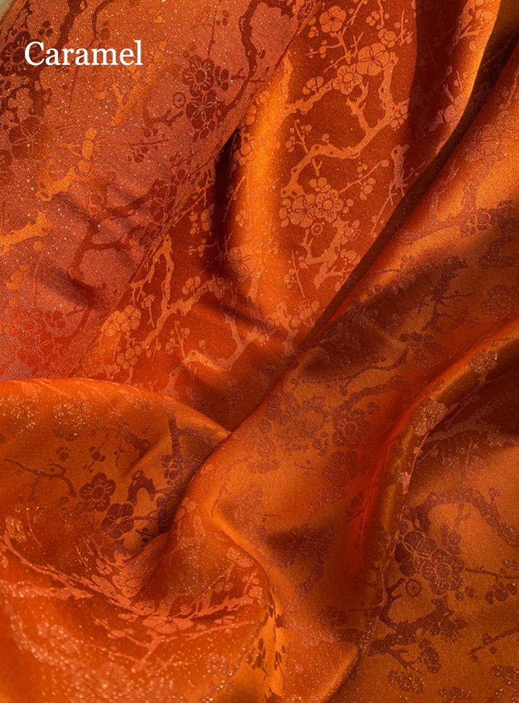 Silk Cotton Dress Material Ethnic Plum Floral Brocade Silk Fabric Heavy Crepe 100cm*114cm
