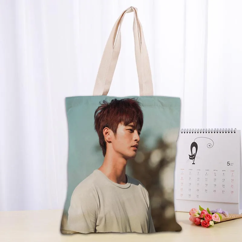 Personalizzato Seo In Guk KPOP Tote Bag Borse shopper a spalla in tessuto di cotone per le donne Borse per la spesa riutilizzabili pieghevoli