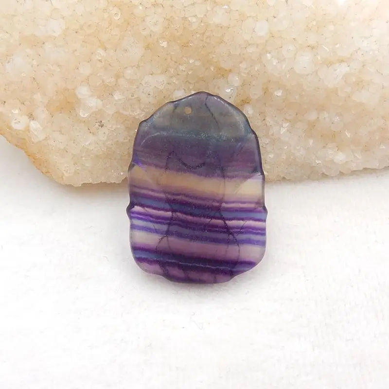 Natural Stone Fluorite Gemstone Carved Fox Pendant Jewelry Animal Necklace Accessories 45x32x9mm,26g