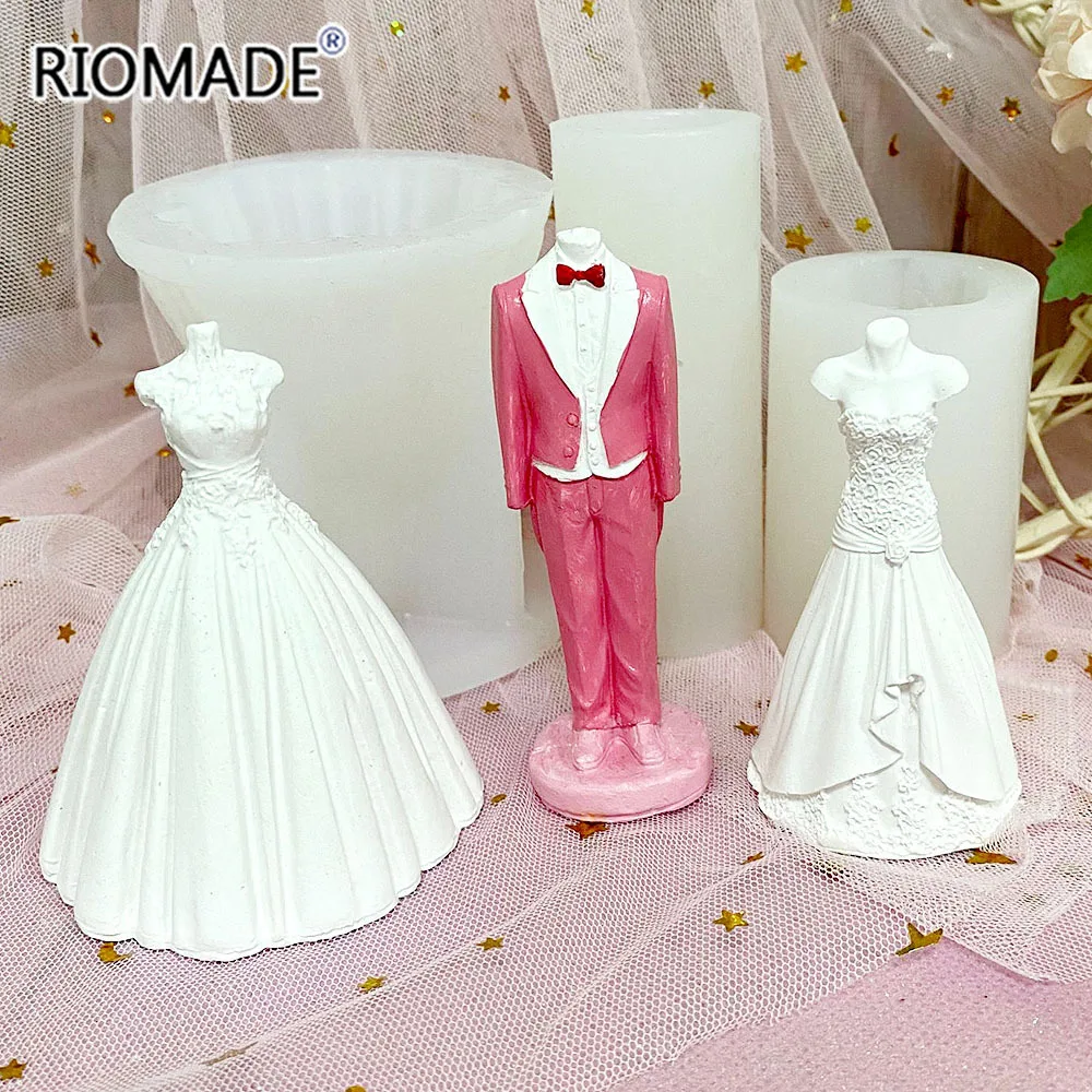 Suknia ślubna silikonowa forma na świecę DIY Handmade Making rzemiosło świeca aromaterapia glina gipsowa forma z żywicy epoksydowej poślubić dekoracje