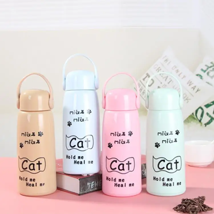 450ml Fashion cat cup Portable water cup Advertising promotional cups Double plastic casing Coffee Tea Milk Bottle Gifts BR033