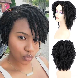 Peruca Dreadlock encaracolada para homens e mulheres, torção curta, perucas trançadas sintéticas, Ombre Afro, perucas de rolo de moda