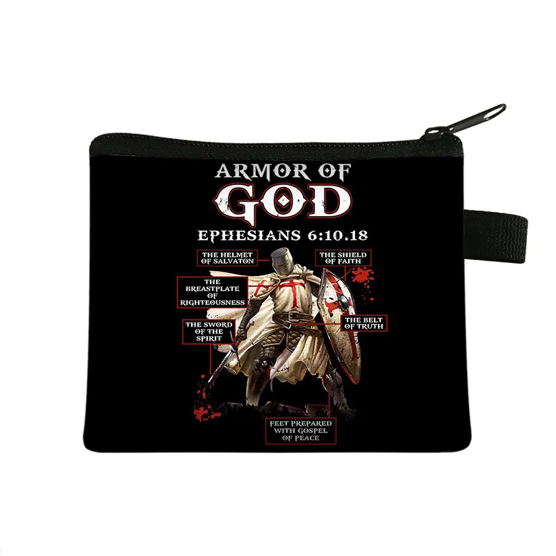 Crusader Knights Templar Print Wallet Men Small Money bags Portable Handbag Credit Card Holder Bags Distressed Cross Purse Gift