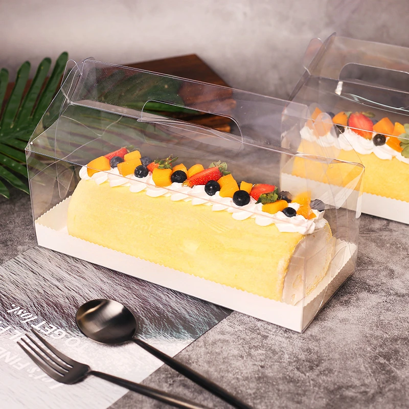 LBSISI Life-cajas transparentes con mango para pastel de cumpleaños, suministros de regalo hechos a mano para boda, caja de recuerdo para espectáculo de bebé, con bandeja de papel, 10 unidades