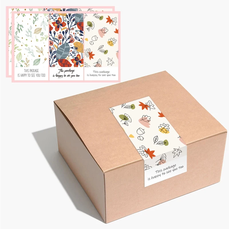 

50 шт. модные прямоугольные наклейки с зелеными листьями, красочные подарочные коробки, запечатанные этикетки, спасибо, уплотнительная бирка для упаковки 10*5 см