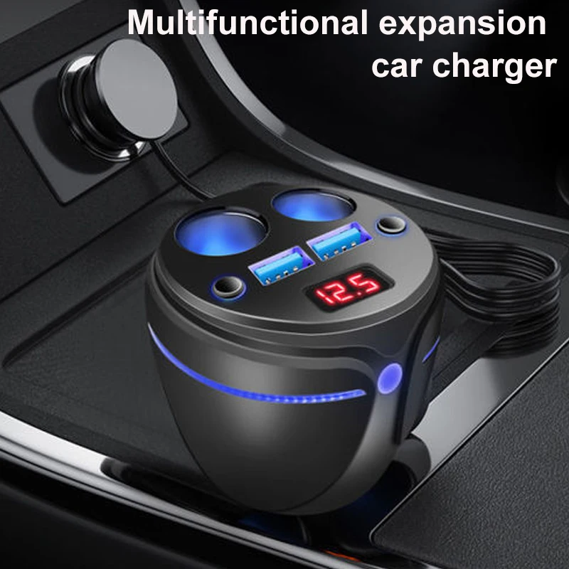 URANT Multifunctional 2 USB Car Charger Cup Holder Display Car Charger Cigarette Lighter Splitter With Voltage Display