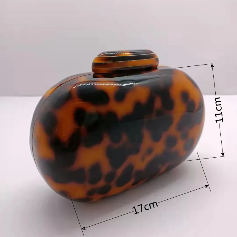 New Brand Fashion Wallet Women Acrylic Cute Round Marble Leopard Pearl Party Evening Bags Luxury Prom Handbags Casual Solid Clu