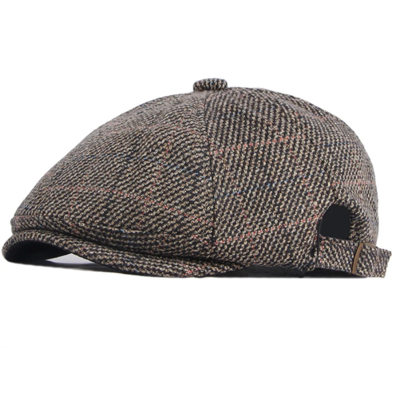 HT3495 NEW Beret Cap Men Women Vintage Octagonal Caps for Men Plaid Artist Beret Hat Male Female Flat Cap Berets for Men Women