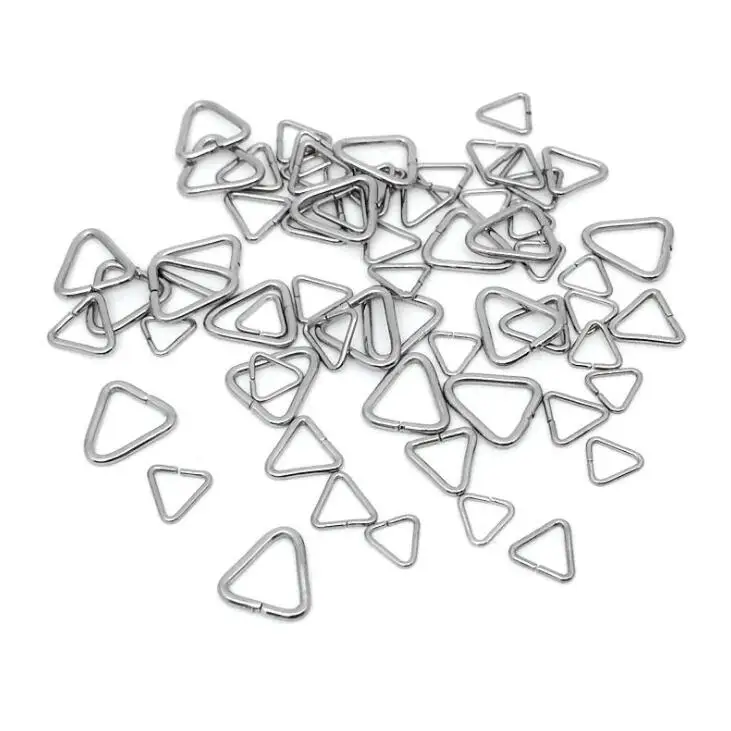 100pcs 6 7 8 10mm Stainless Steel Triangle Open Jump Ring  Split Rings Connectors Clasps Hooks for DIY Jewelry Making Findings