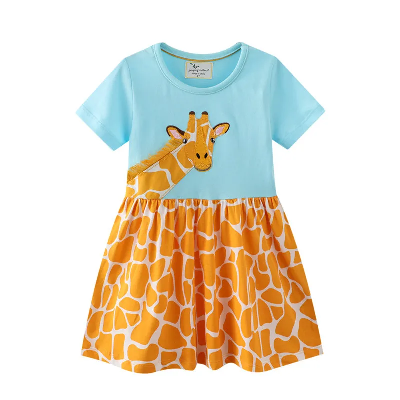 Jumping Meters New Arrival Hot Selling Giraffe Embroidery Fashion Princess Party Girls Birthday Dresses Children's Clothing