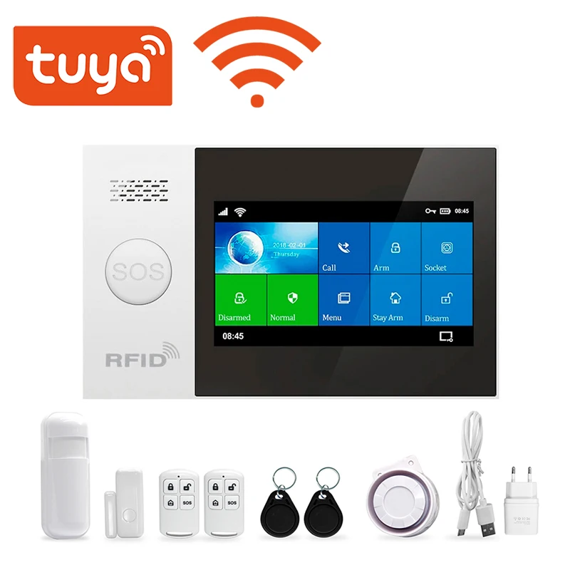 Tuya Smart Wireless Home WIFI GSM GPRS Burglar Home Security With Motion Detector Sensor Burglar Alarm System Smart LIfe APP