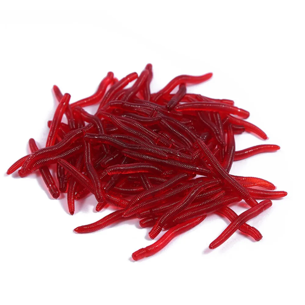 Hot Sale 3.5cm 0.26g Soft Fishing Lures Simulation Red Earthworm Worms Tackle Soft Bait Lifelike Fishy Connector Smell Lures