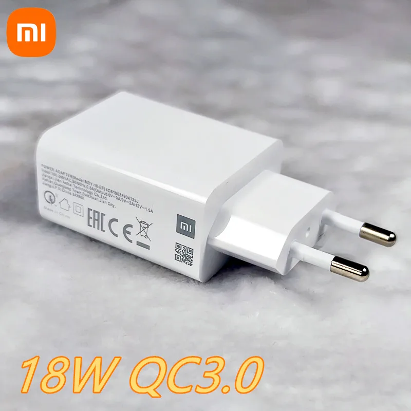 Xiaomi-오리지널 18W 고속 충전기 QC 3.0 EU, 빠른 여행용 벽 충전 어댑터 USB C, Mi 8 9 SE A2 A3 Mix 3, 레드미 노트 7 8 9 Pro