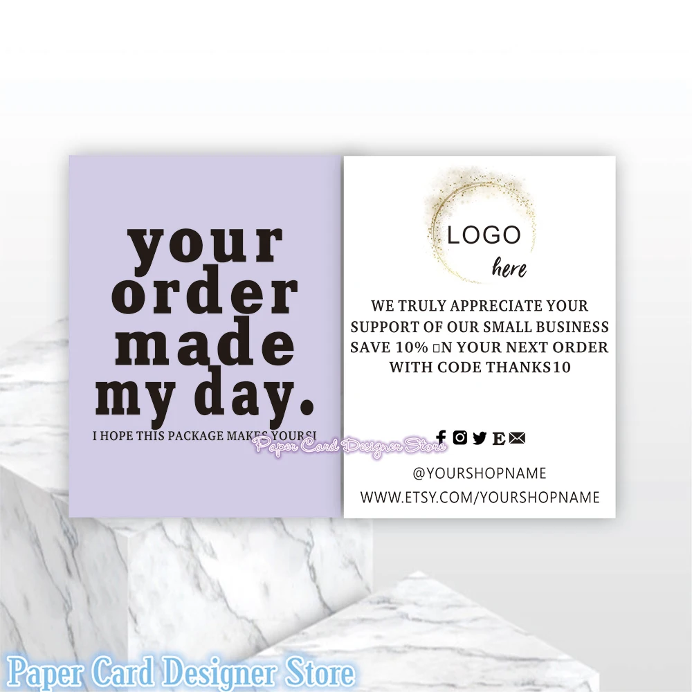 Personalized ADD YOUR LOGO - Printable Small Business Insert card / Simple Shop Packaging Card Template / Insert Card Template