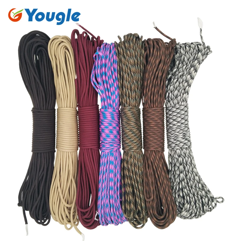 

YOUGLE Militery Paracord 550 100ft Rope Paracord Lanyard Accessories Parachute Deg For Outdoor Camping Equipment Survival 67-73