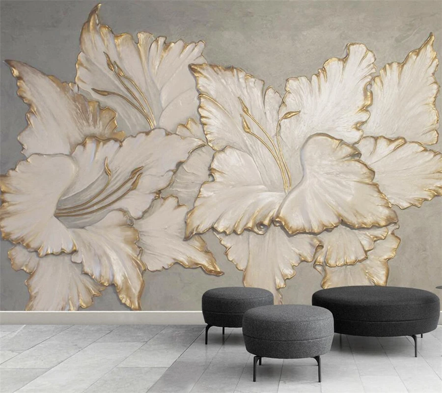 

Customized wallpaper 3d beautiful embossed magnolia TV sofa background wall living room bedroom hotel decoration mural фотообои