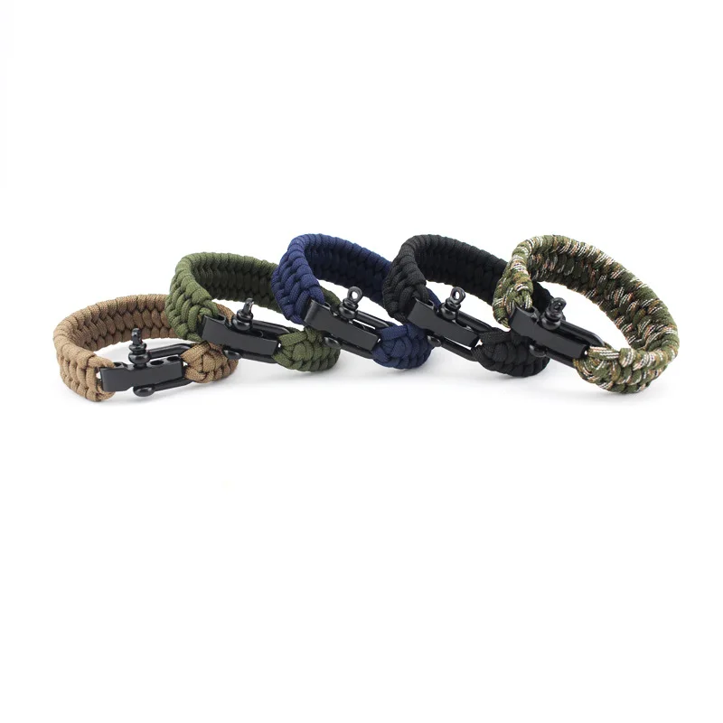 23CM EDC Camping Hiking Emergency Tactical Survival Braided Rescue Umbrella Rope Outdoor Bracelets Parachute Cord Paracord