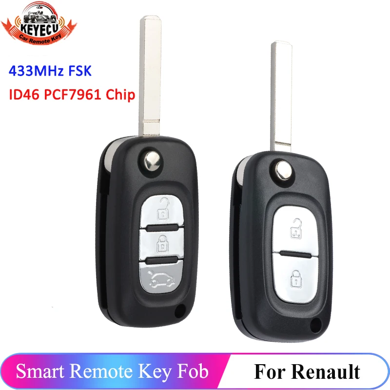 

KEYECU Keyless ID46 PCF7961 Chip 433MHz For Renault Scenic III Megane III Fluence 2009-2015 Clio 3 Kangoo Master Modus Twingo