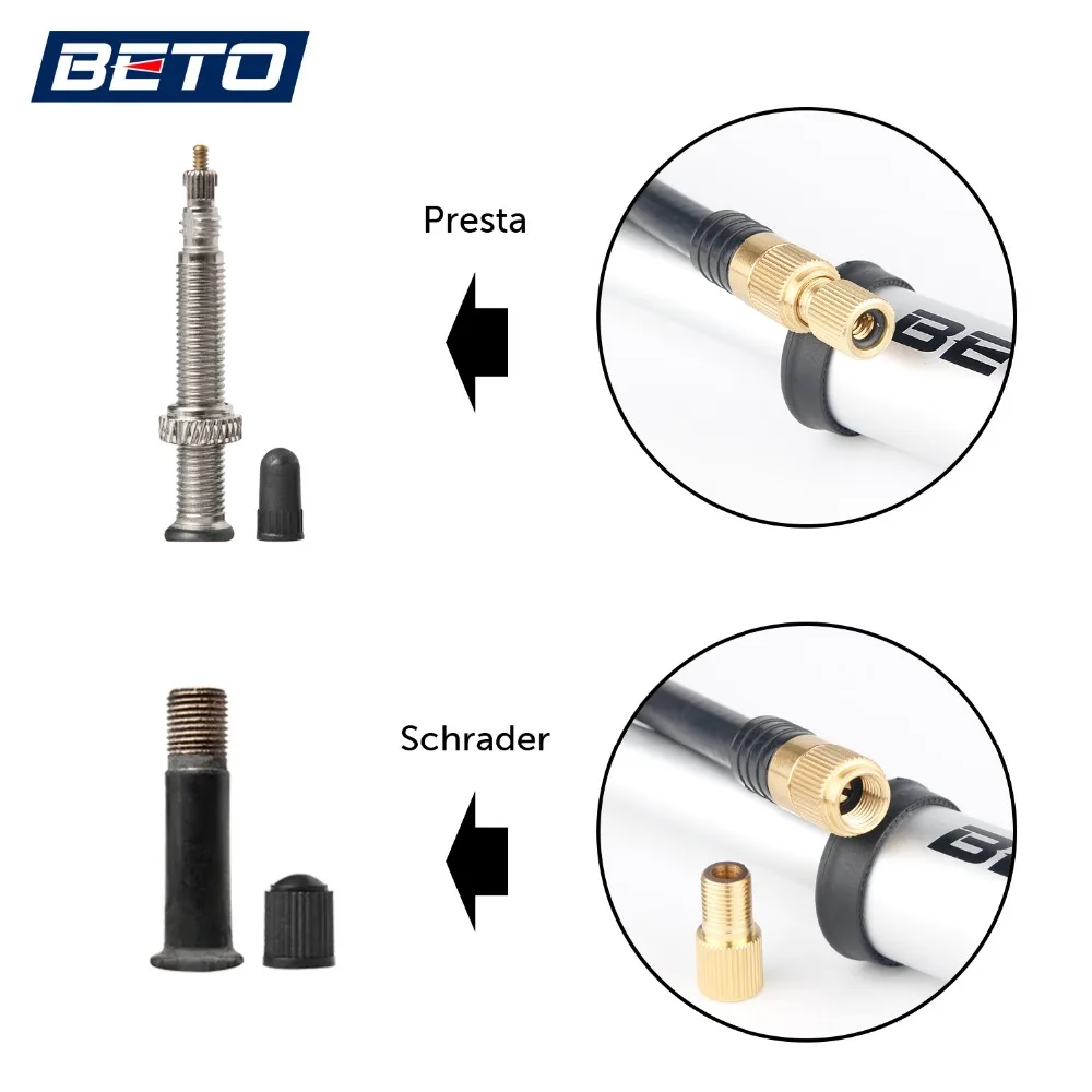 BETO MP-036 Bicycle Pump 2 in 1 Shock & Tire Mini Bike Pump with Gauge for Fork & Rear Suspension MTB Inflator Schrader & Presta