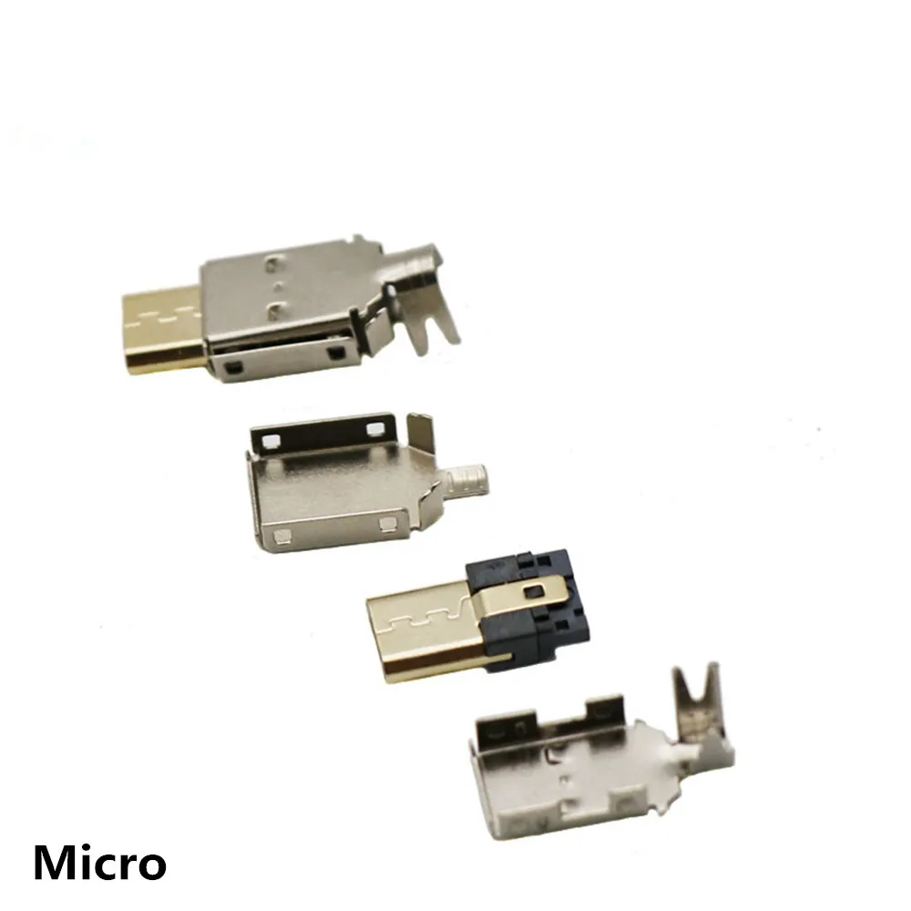 DIY Gold Plated Socket Plug Port 2.0 USB AM USB C Type C Mirco Mini 5P for Keyboard USB Cable Charge Cable