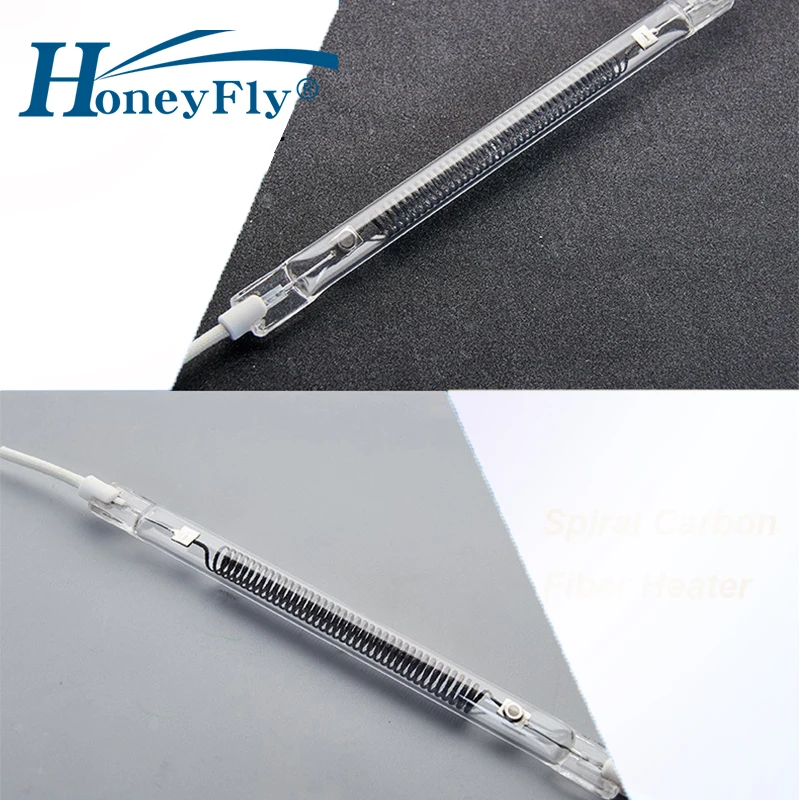 HoneyFly Carbon Fiber Heater Lamp 220V 400W 180mm 200mm 225mm Heating Element Quartz Tube For BBQ Grill Heating Drying Printing