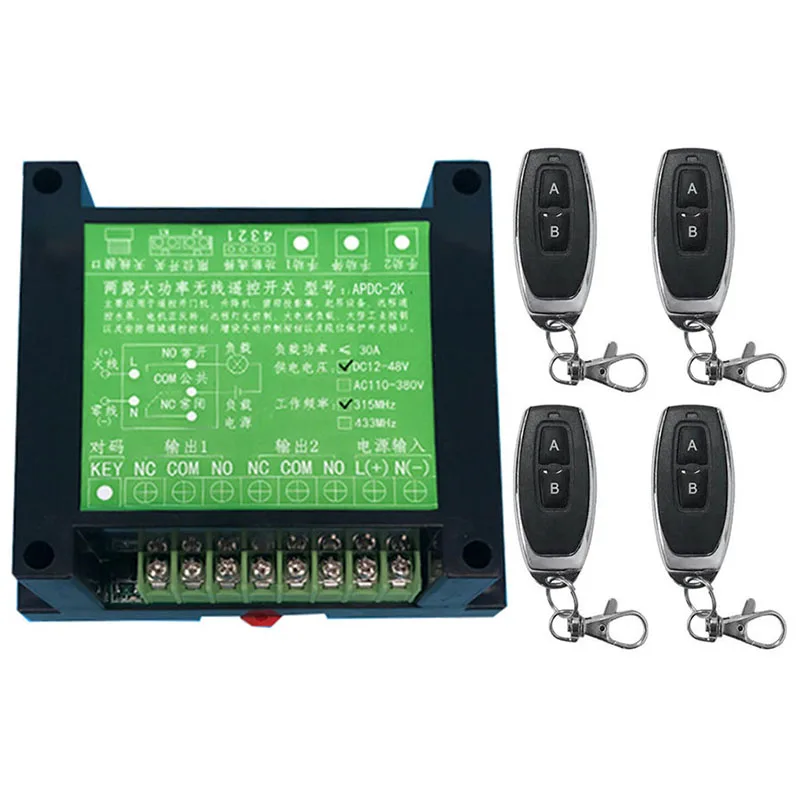 

DC12V 24V 36V 48V 2CH 2 CH Radio Controller RF Wireless Relay Remote Control Switch 315 MHZ 433 MHZ Transmitter+ Receiver