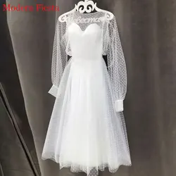 Lace Point Long Sleeves Communion Dresses Evening Dress Prom Party Robe De Soiree Longue Formal Dress Robe De Soiree MF0001