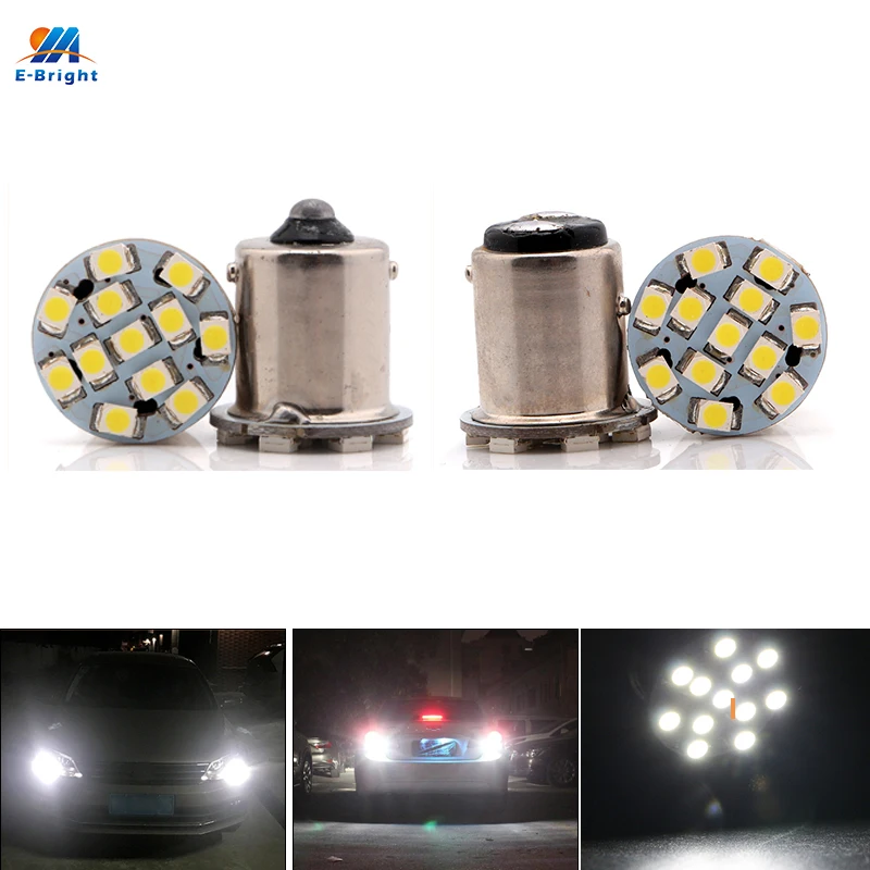 

2PCS P21W BA15S LED Turn Signal S25 P21/5W BAY15D Side Marker Lights 1156 1157 Brake Lamps 1210 12 SMD 12V Auto Dome Bulbs White