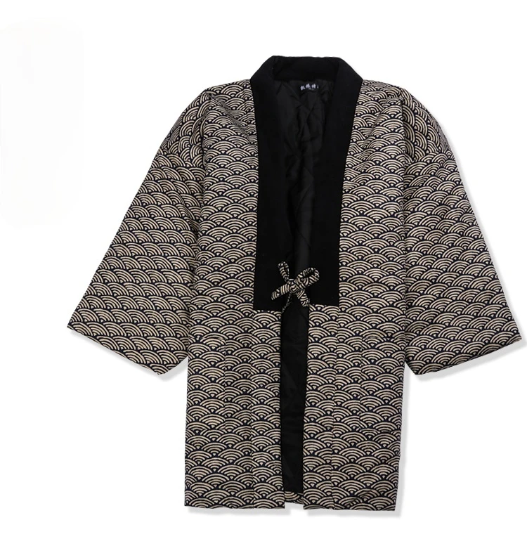 Hanten kurtka mężczyźni ocieplana bawełna zima japoński Vintage kardigan Kimono tradycyjny Top Warmwear azjatyckie ubrania domowe piżamy