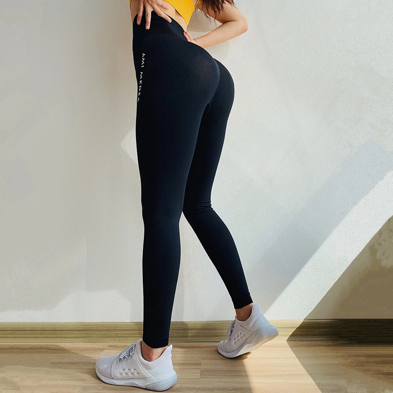 Women Seamless Sport Leggings Elastic High Waist Hip Lifting Yoga Pant Embossed Gym Workout Fitness Running Tights Trouser Femme