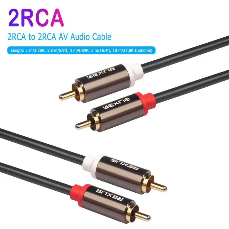 Позолоченный 2RCA штекер на 2 RCA штекер RCA аудиокабель AV патч-корд мужской усилитель мощности DVD HD плеер Lotus аудиокабель анти-окисление