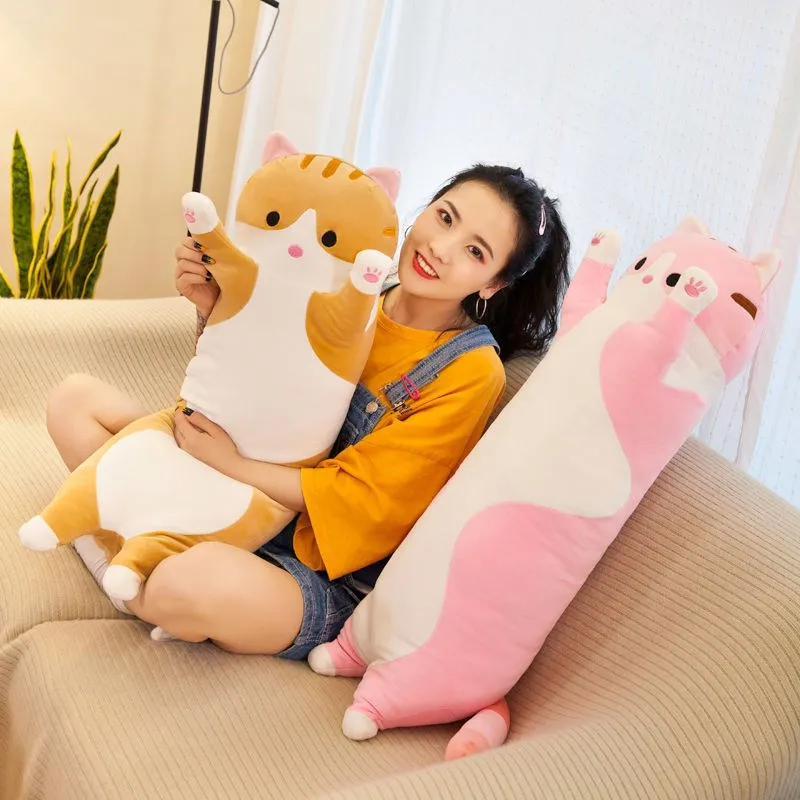 50-130CM Cute Soft Long Cat Boyfriend Pillow Plush Toys Stuffed Pause Office Nap Sleep Pillow Cushion Gift Doll for Kids Girls