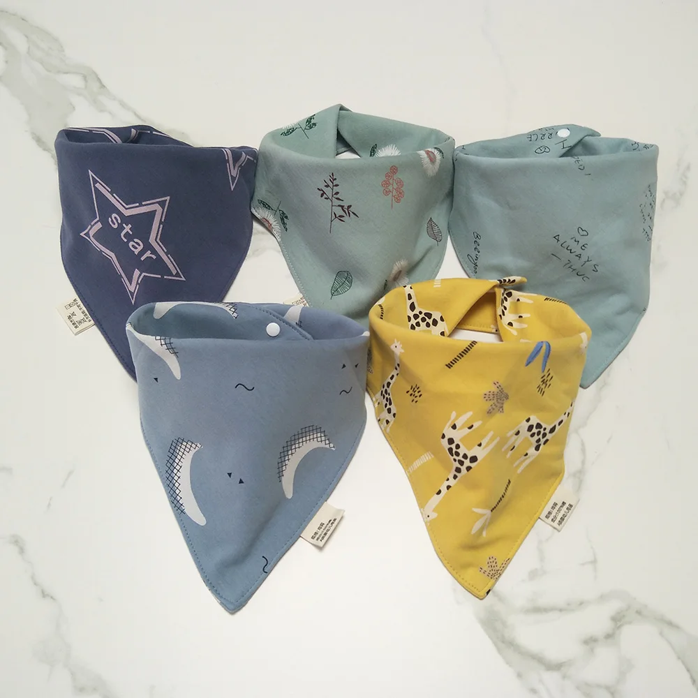 5Pcs/Lot Baby Bandana Bibs Cotton Triangle Double Layer Infant Feeding Burp Cloths Saliva Towel Apron Newborn Accessories